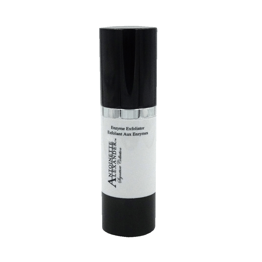 Enzyme Exfoliator,black and white airless pump plastic container, high quality silk screen printing